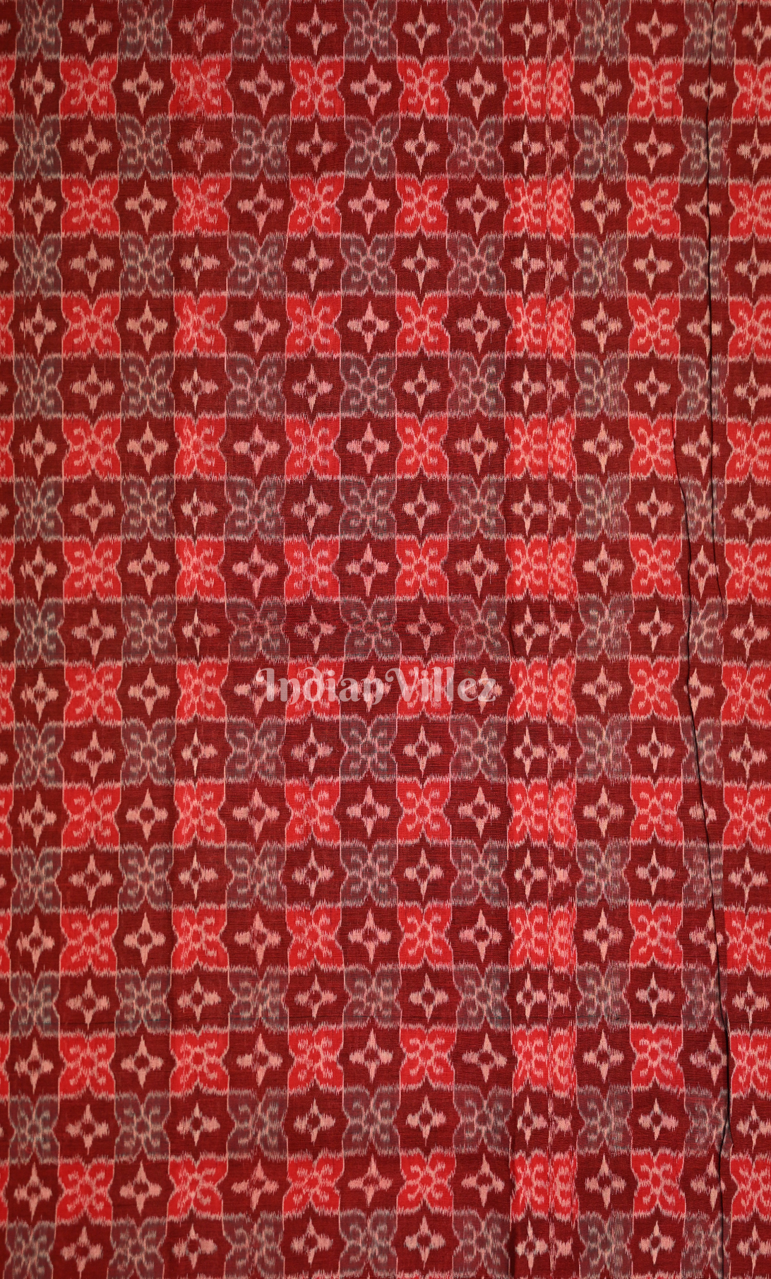 Maroon Red Flower Motif Odisha Ikat Sambalpuri Dress Set & Dupatta 