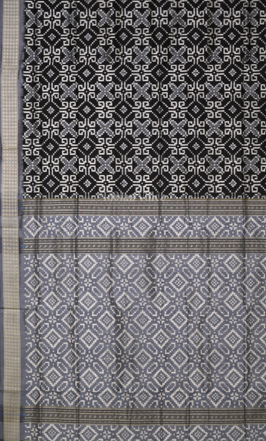 Black Grey Telia Rumal Odisha Ikat Sambalpuri Silk Saree