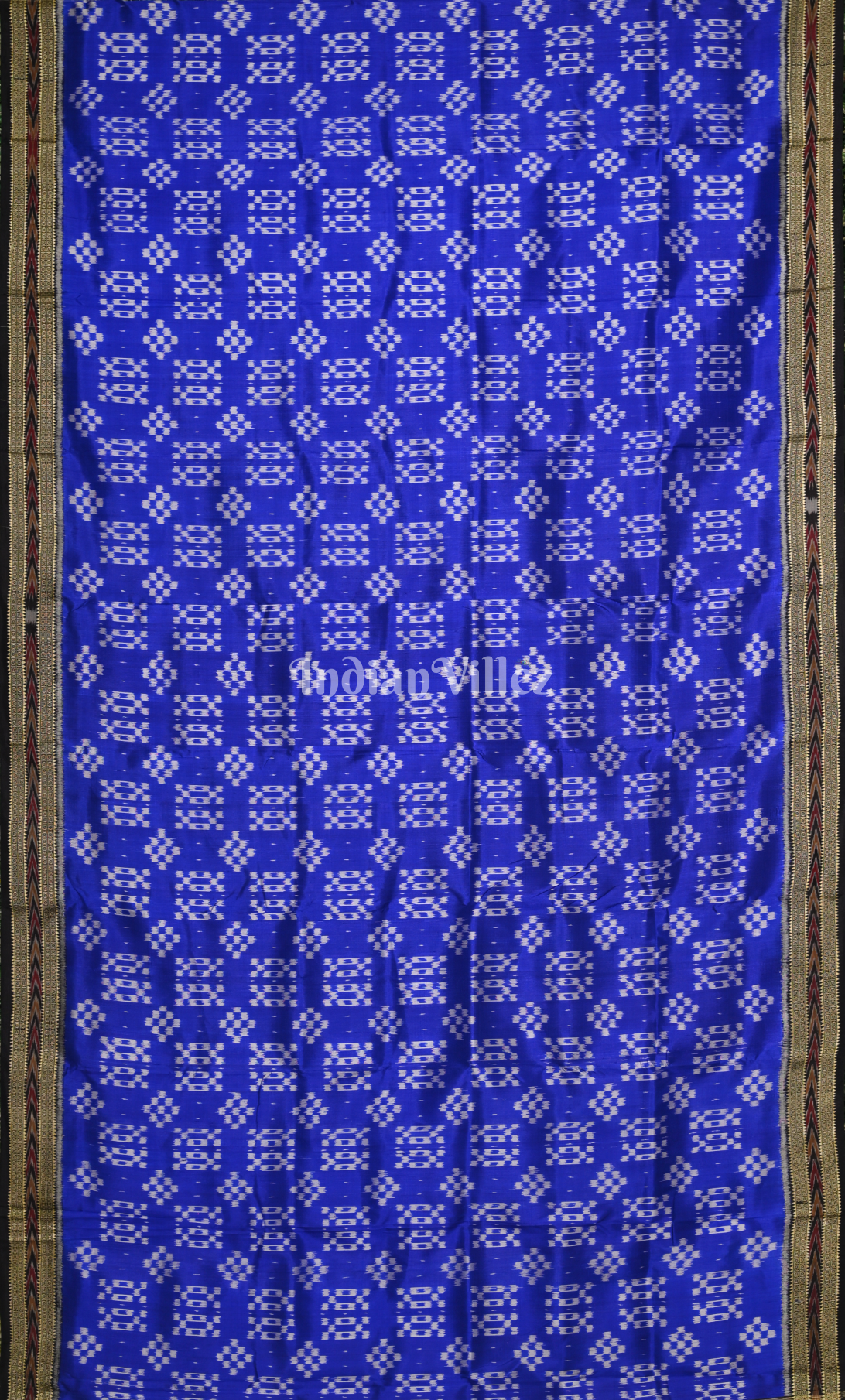 Blue White Pasapali Odisha Ikat Khandua Silk Saree 