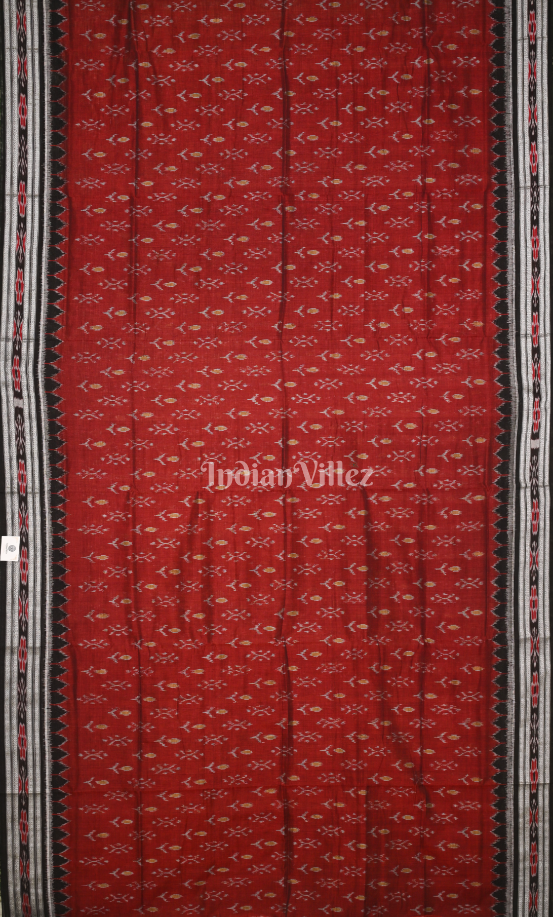 Red Black Mayur Chandrika Odisha Ikat Sambalpuri Cotton Saree