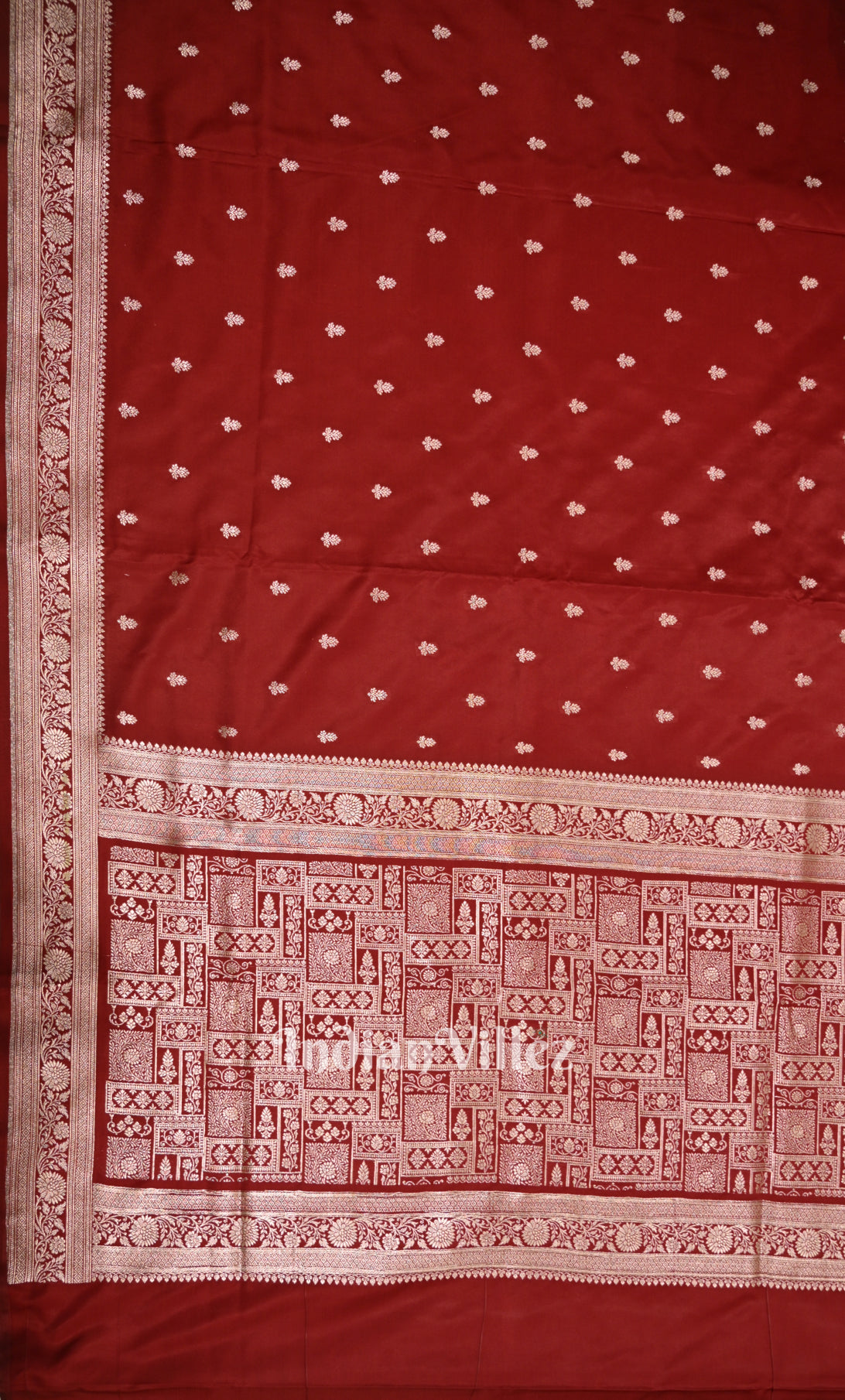 Maroon Red Pure Mashru Satin Silk Banarasi Saree 