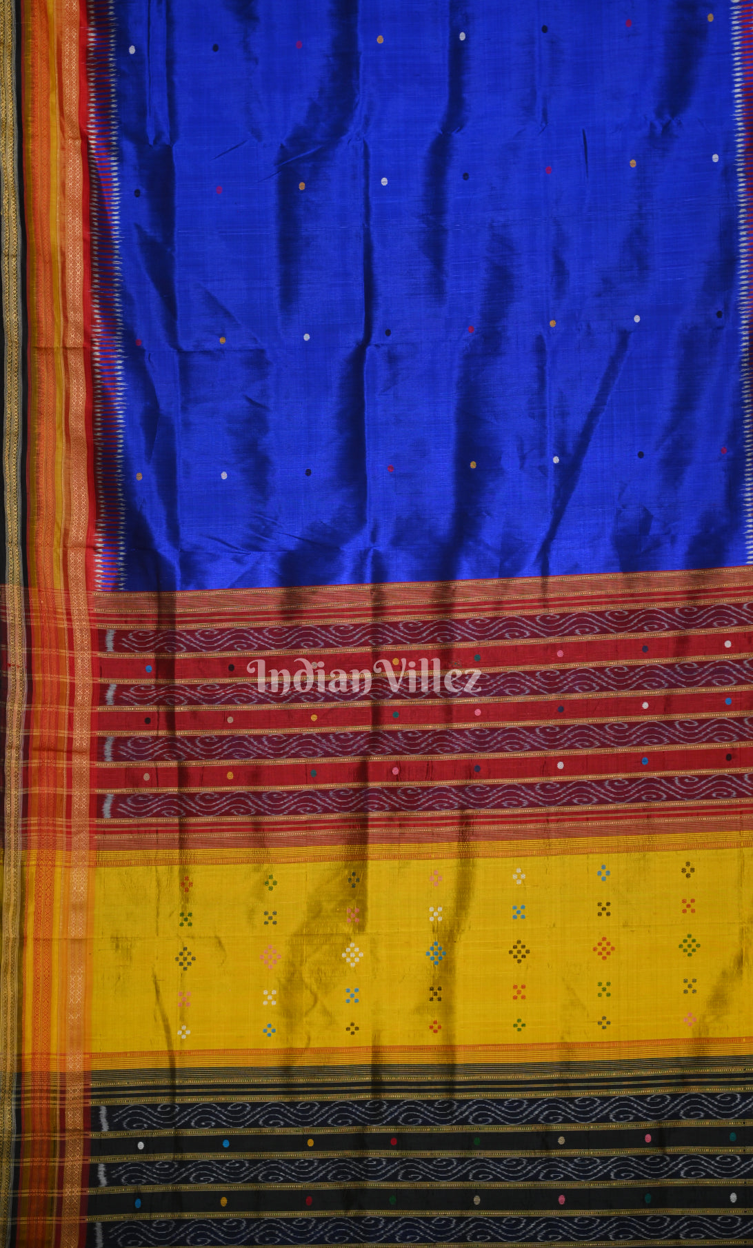 Blue Buti Design Kathiphera Odisha Ikat Khandua Silk Saree