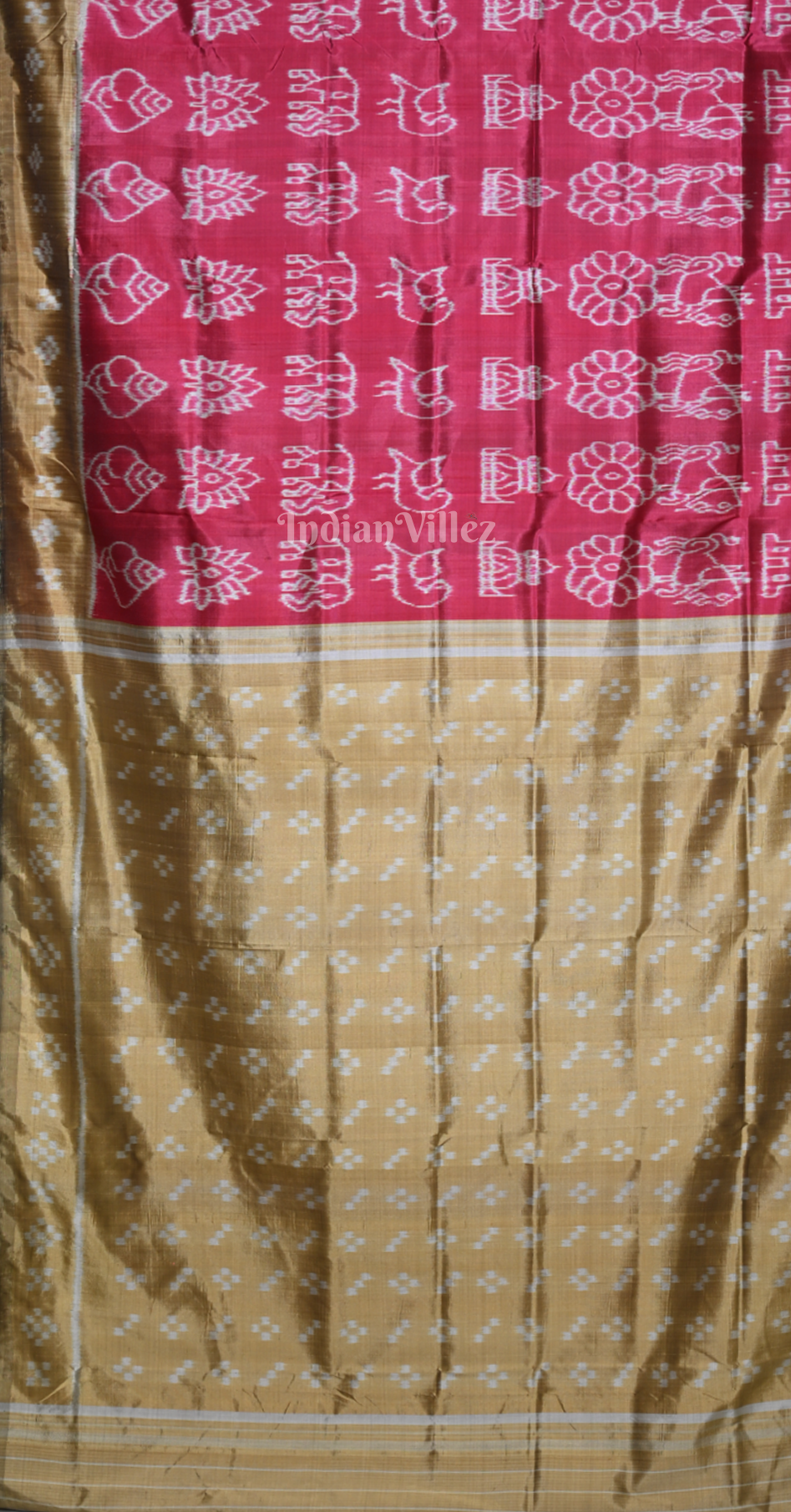 Magenta Pink Beige Nabarangi Odisha Ikat Contemporary Designer Silk Saree