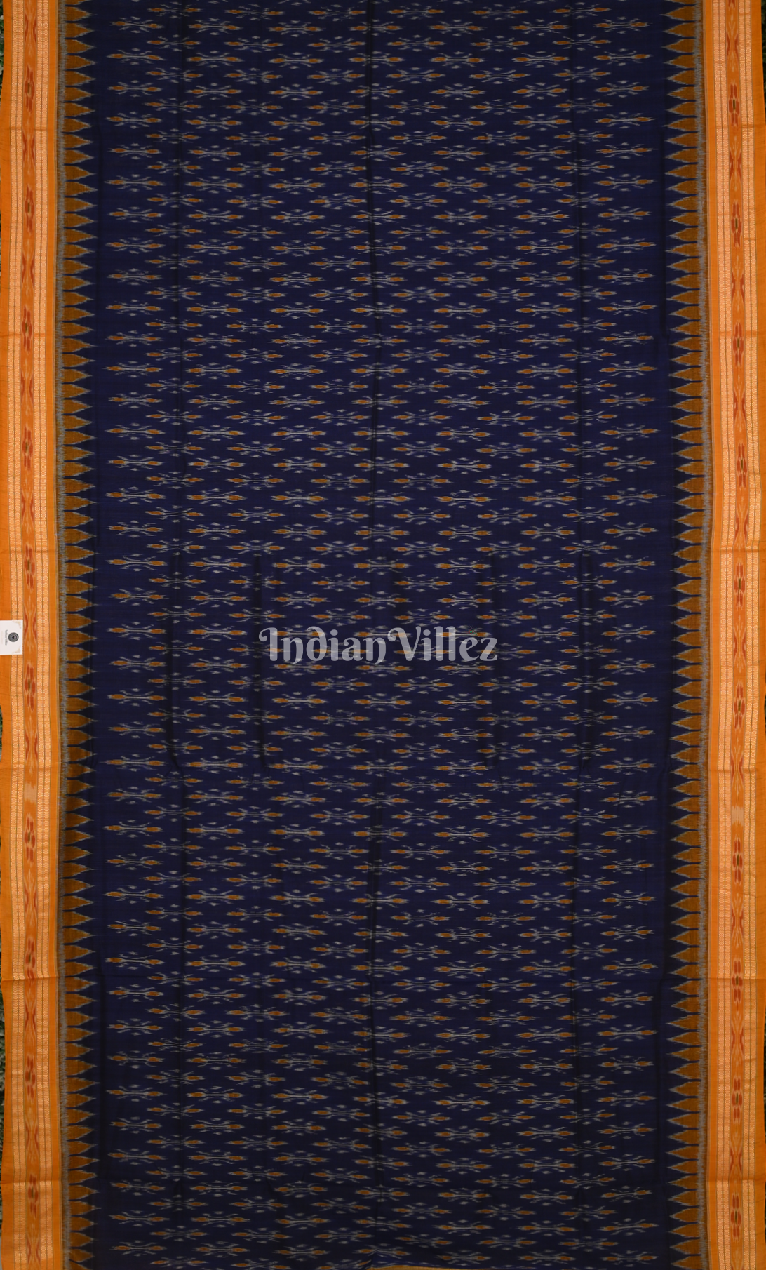 Navy Blue Mustard Yellow Odisha Ikat Maniabandha Cotton Saree
