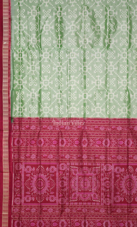 Lime Green Rani Pink Odisha Ikat Sambalpuri Silk Saree
