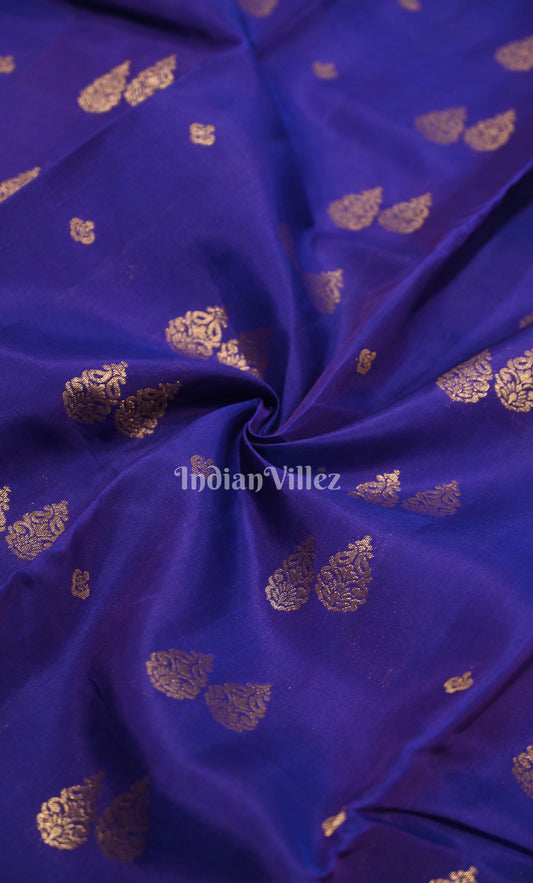 Royal Blue Red Zari woven Pure Kanjivaram Silk Saree