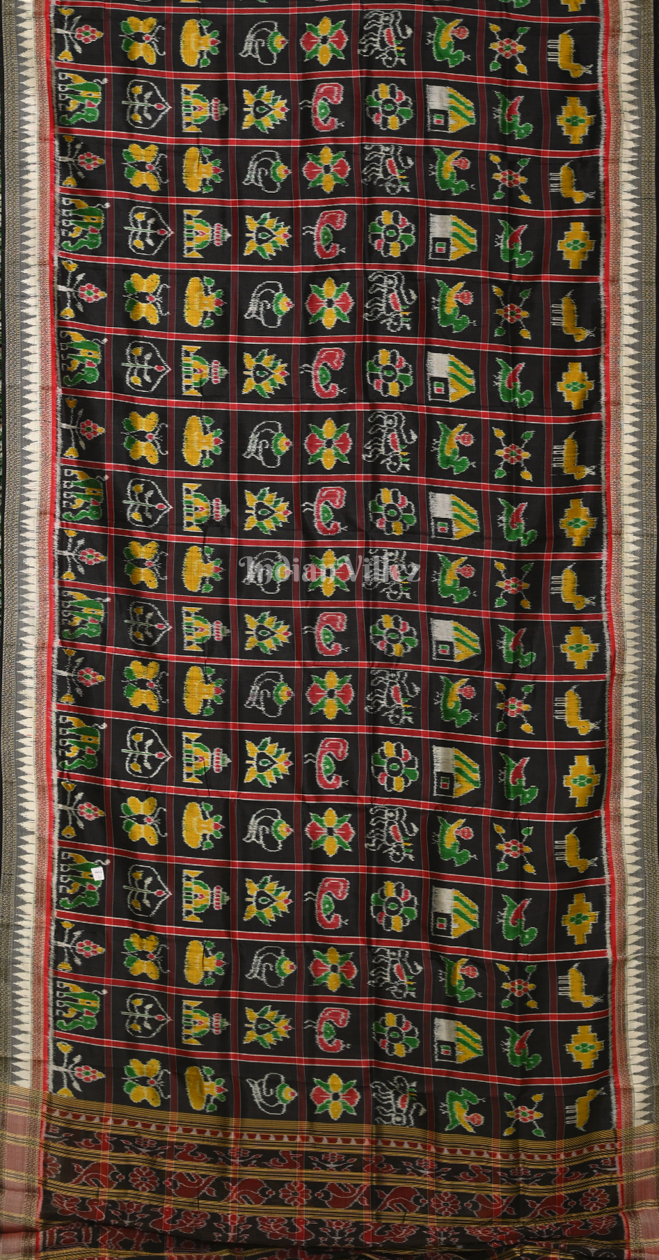 Black Maroon Nabakothi Odisha Ikat Khandua Silk Saree