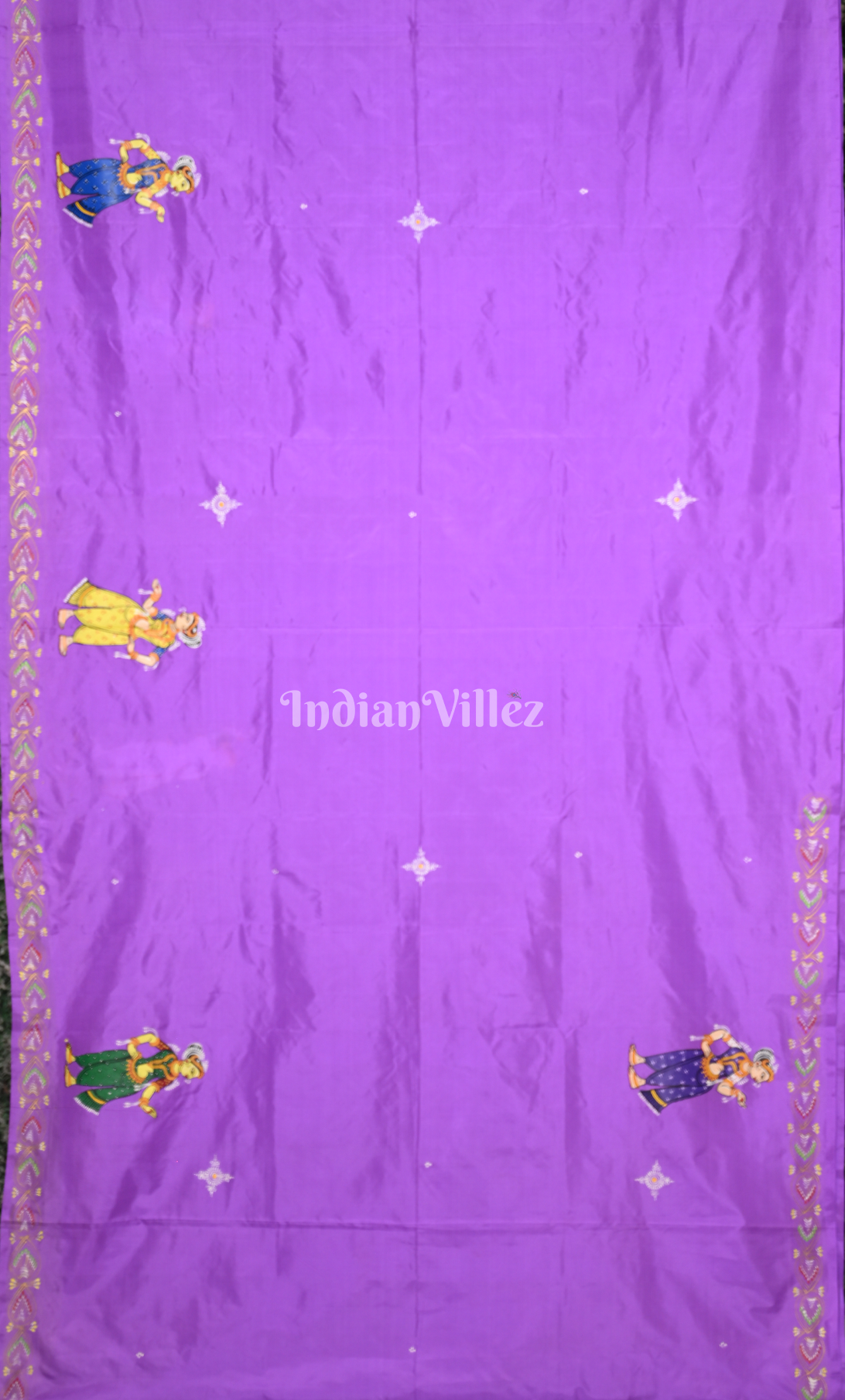 Lavendar Raas Leela Hand-painted Pattachitra Saree 