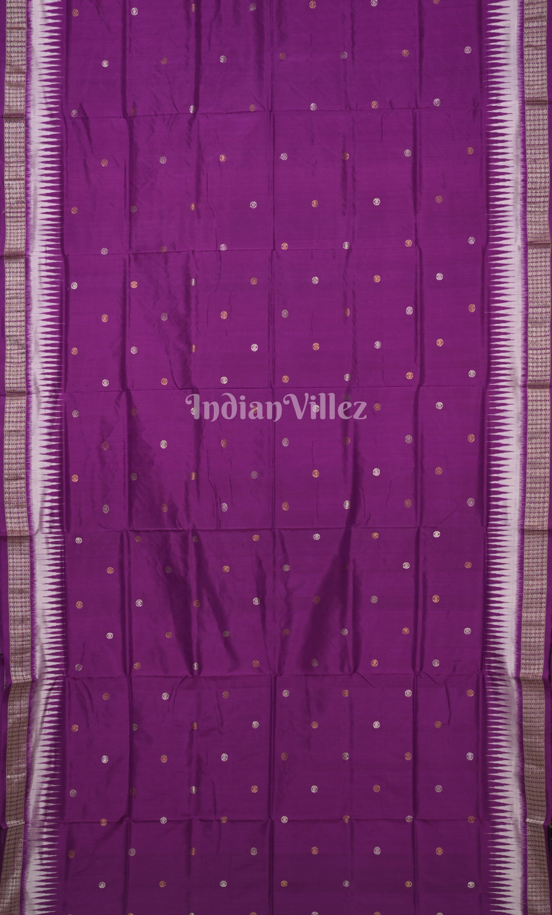 Purple Buti Odisha Ikat Bomkai Half Tissue Silk Saree