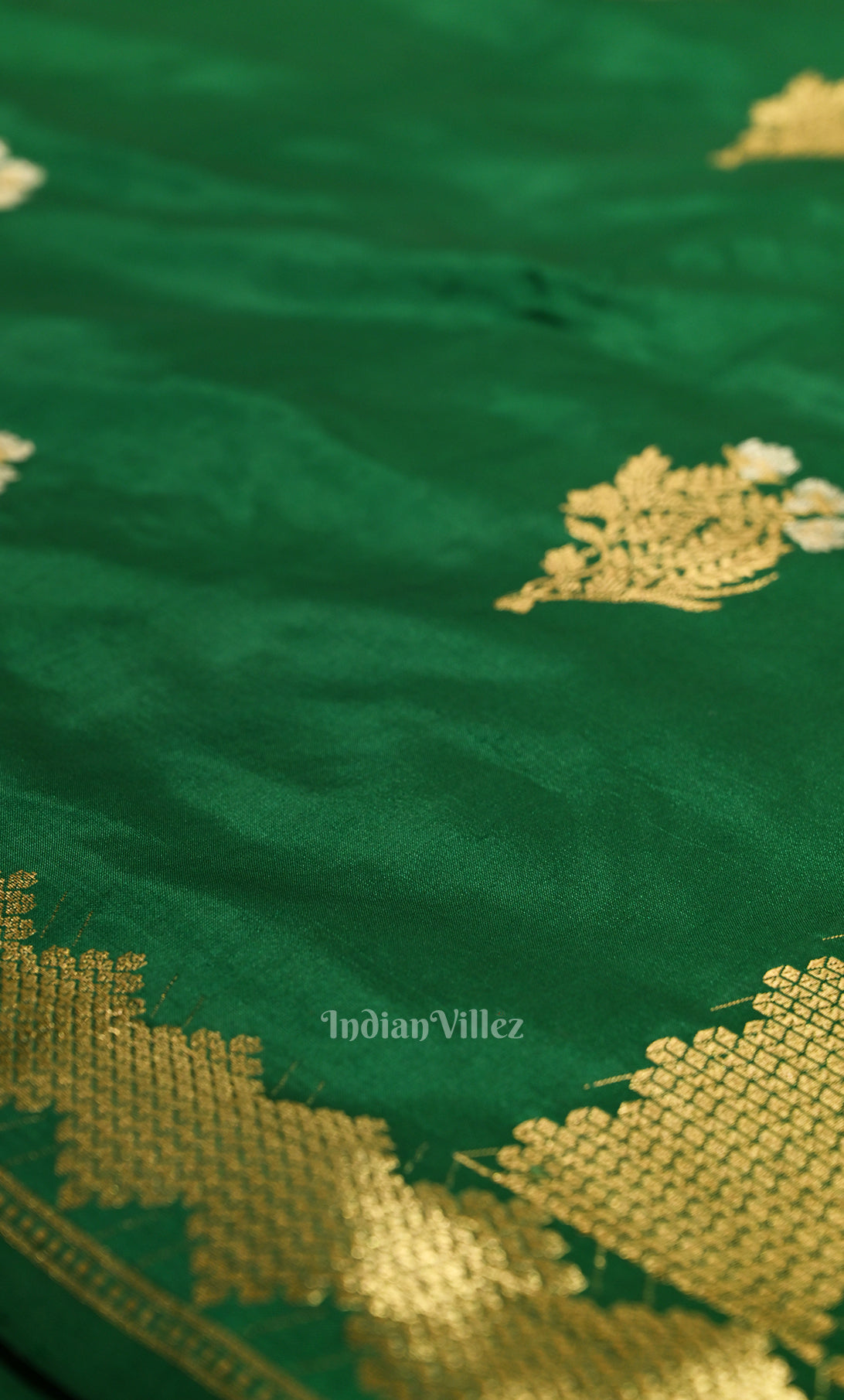Forest Green Pure Katan Silk Banarasi Saree 