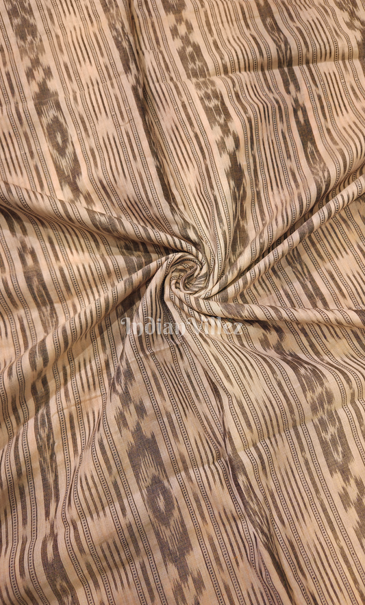 Cream Stripes Sambalpuri Odisha Ikat Cotton Fabric