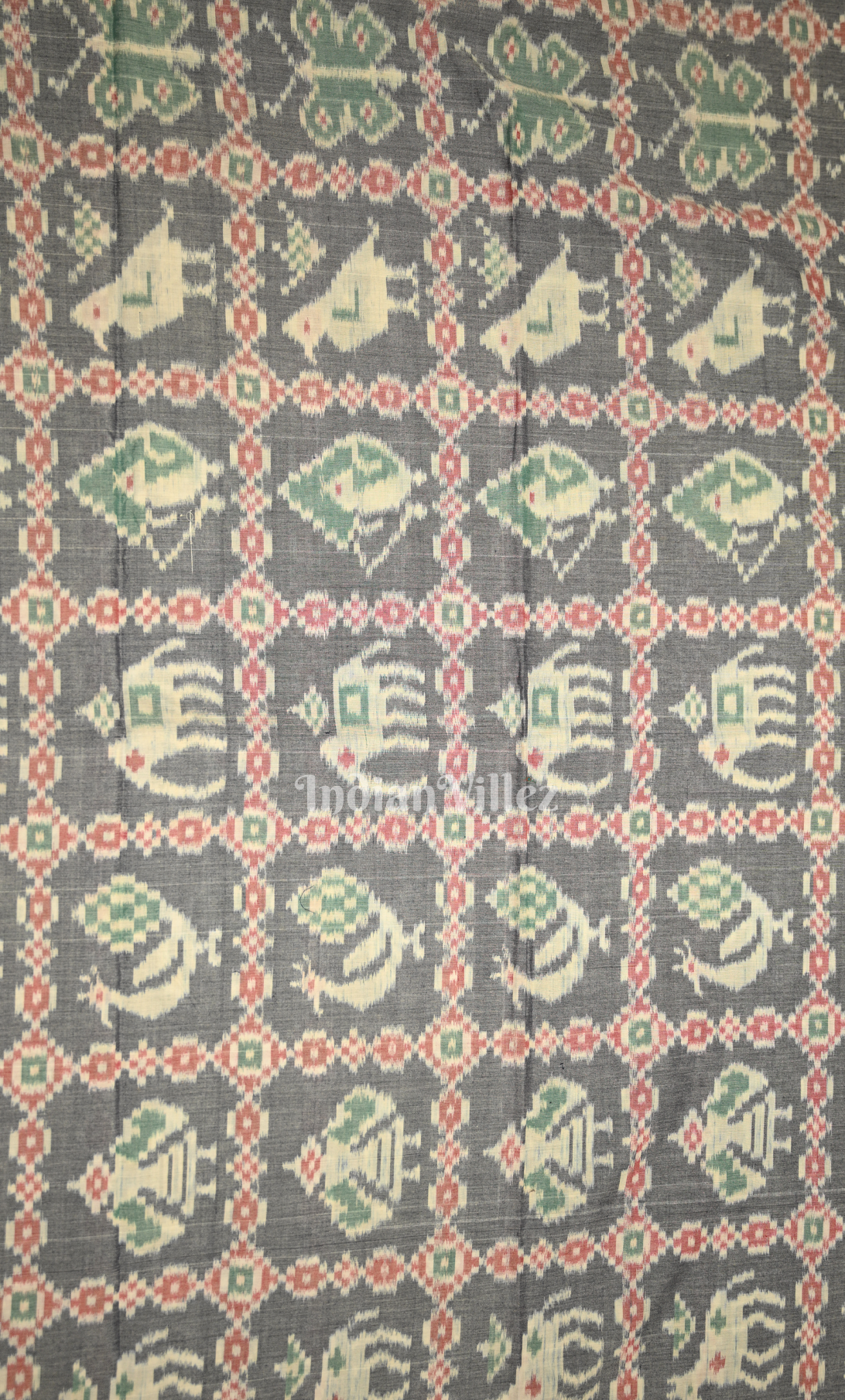 Grey Blue Jungle Theme Odisha Ikat Sambalpuri Dress Set & Dupatta 