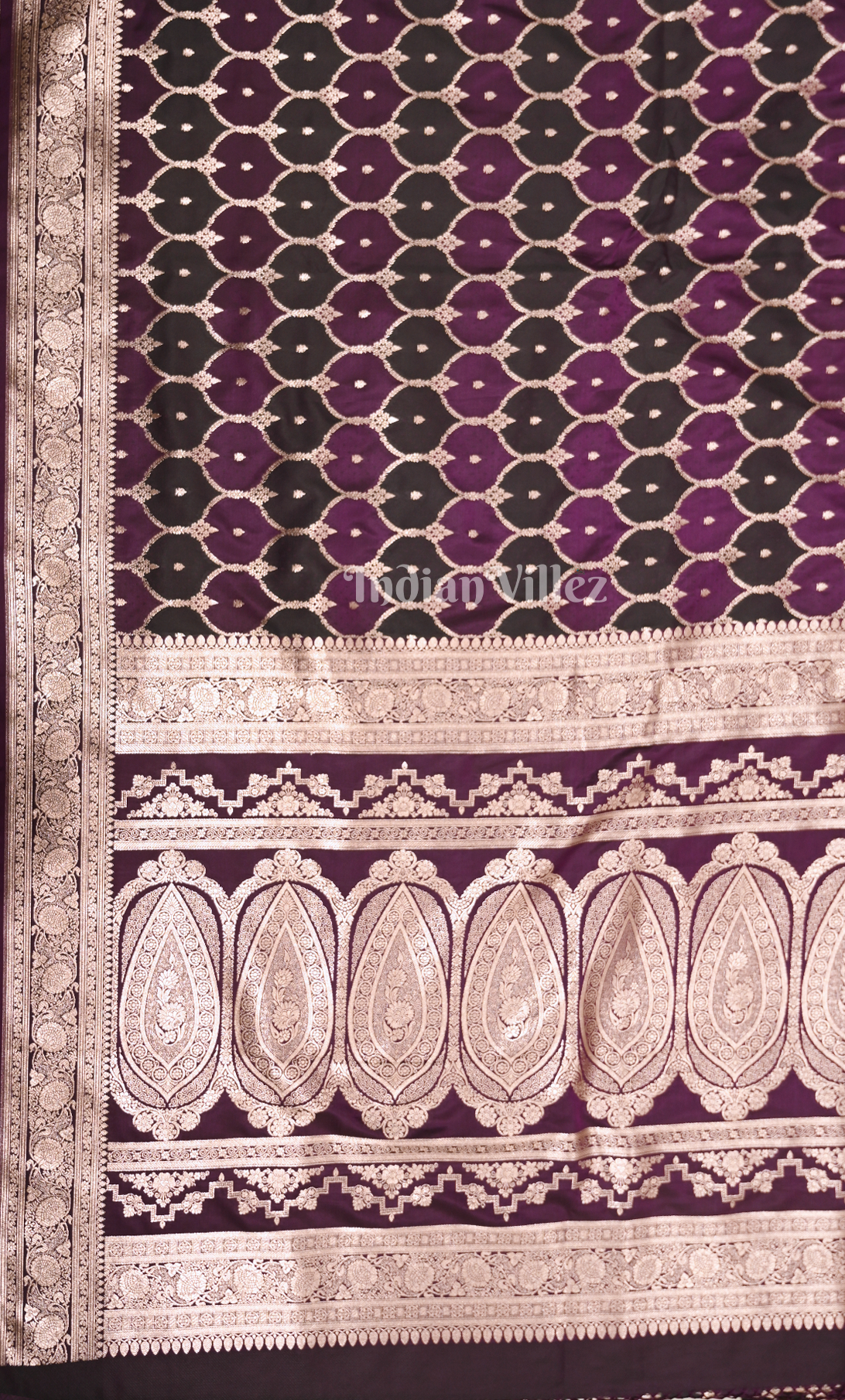 Purple Black Purple Rangkart Pure Mashru Satin Silk Banarasi Saree