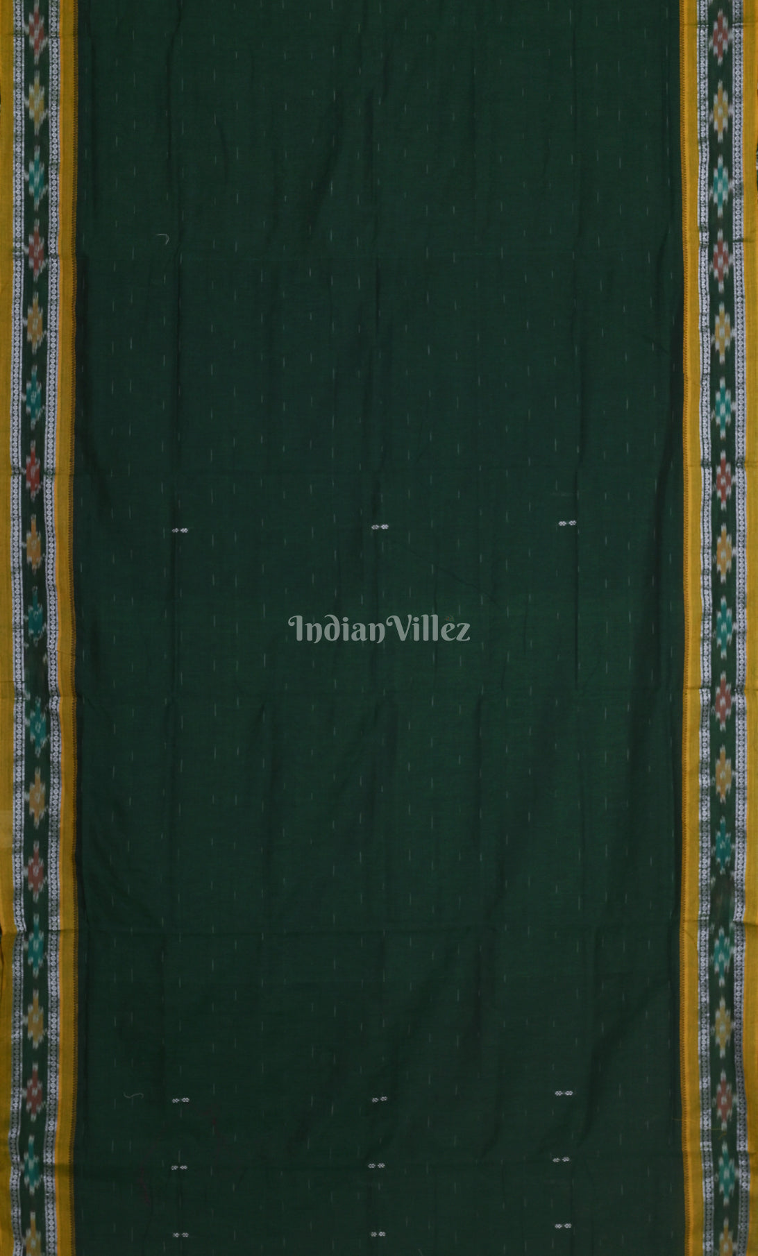Green Brown Odisha Ikat Maniabandha Cotton Saree 
