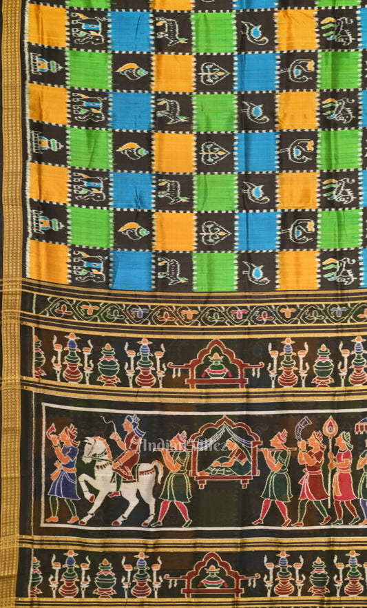 Multi Color Nabakothi Odisha Ikat  Khandua Silk Saree