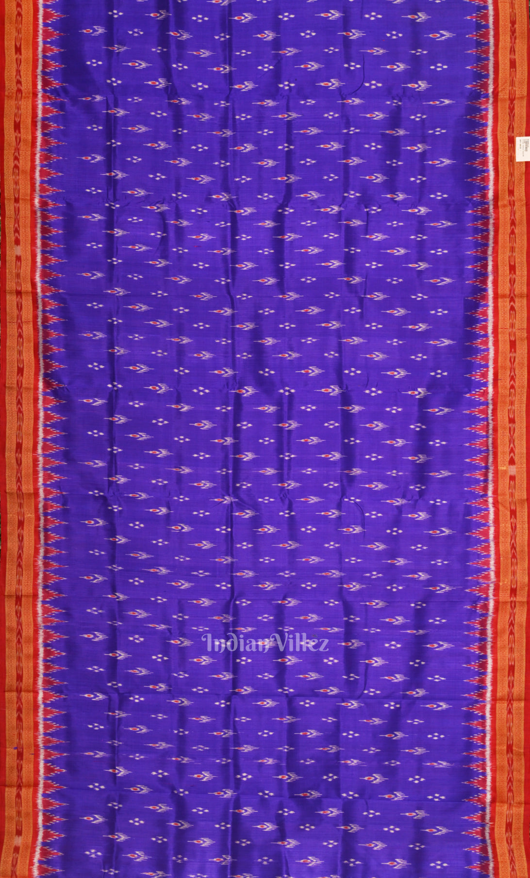 Royal Blue Red Mayur Chandrika Odisha Ikat Khandua Silk Saree