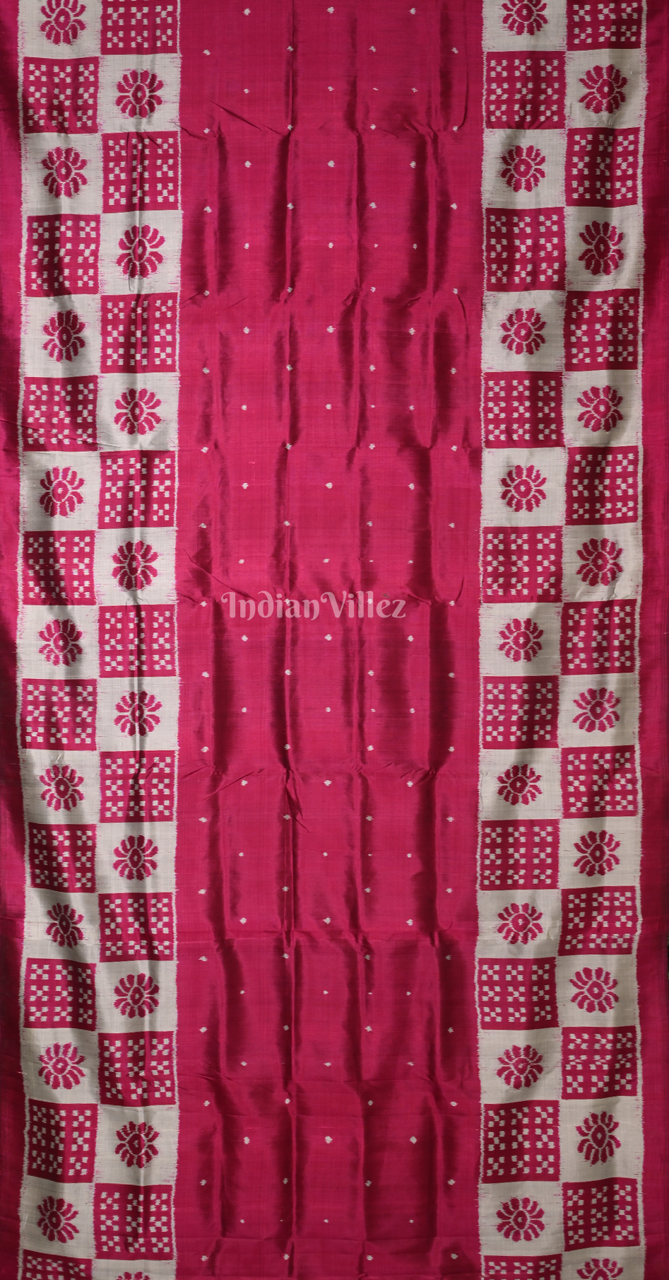 Magenta Pink Pasapali Scot Contemporary Designer Silk Saree with Elephant Anchal 