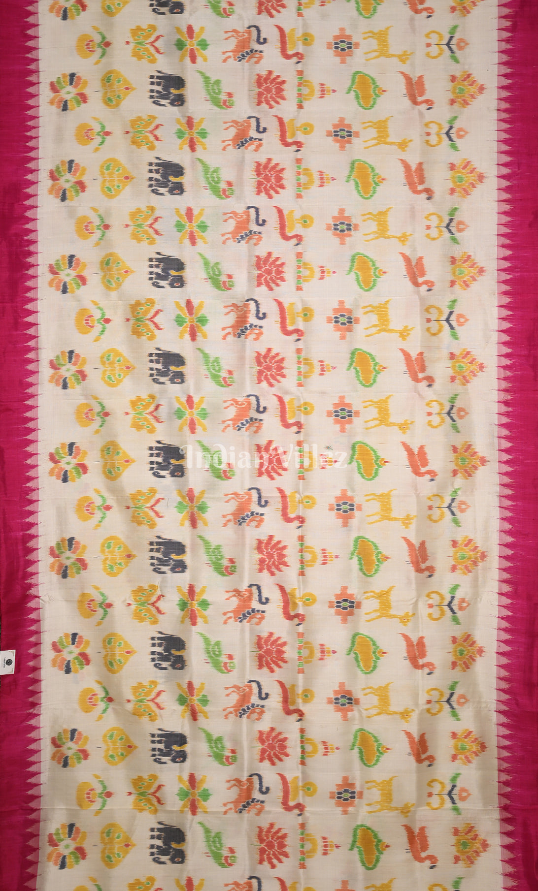 White Pink Nabarangi Odisha Ikat Contemporary Designer Silk Saree 