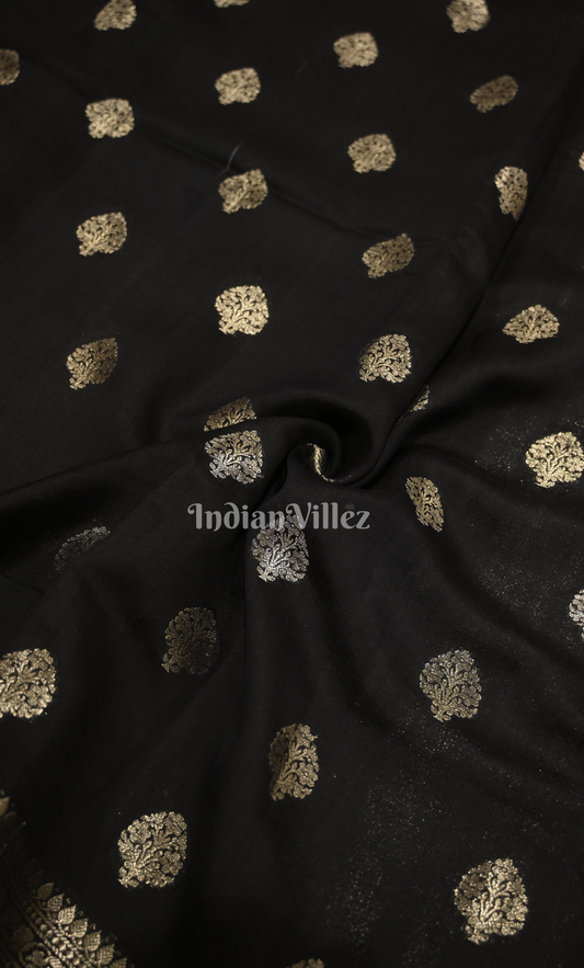 Exclusive Black Pure Katan Banarasi Silk Saree 