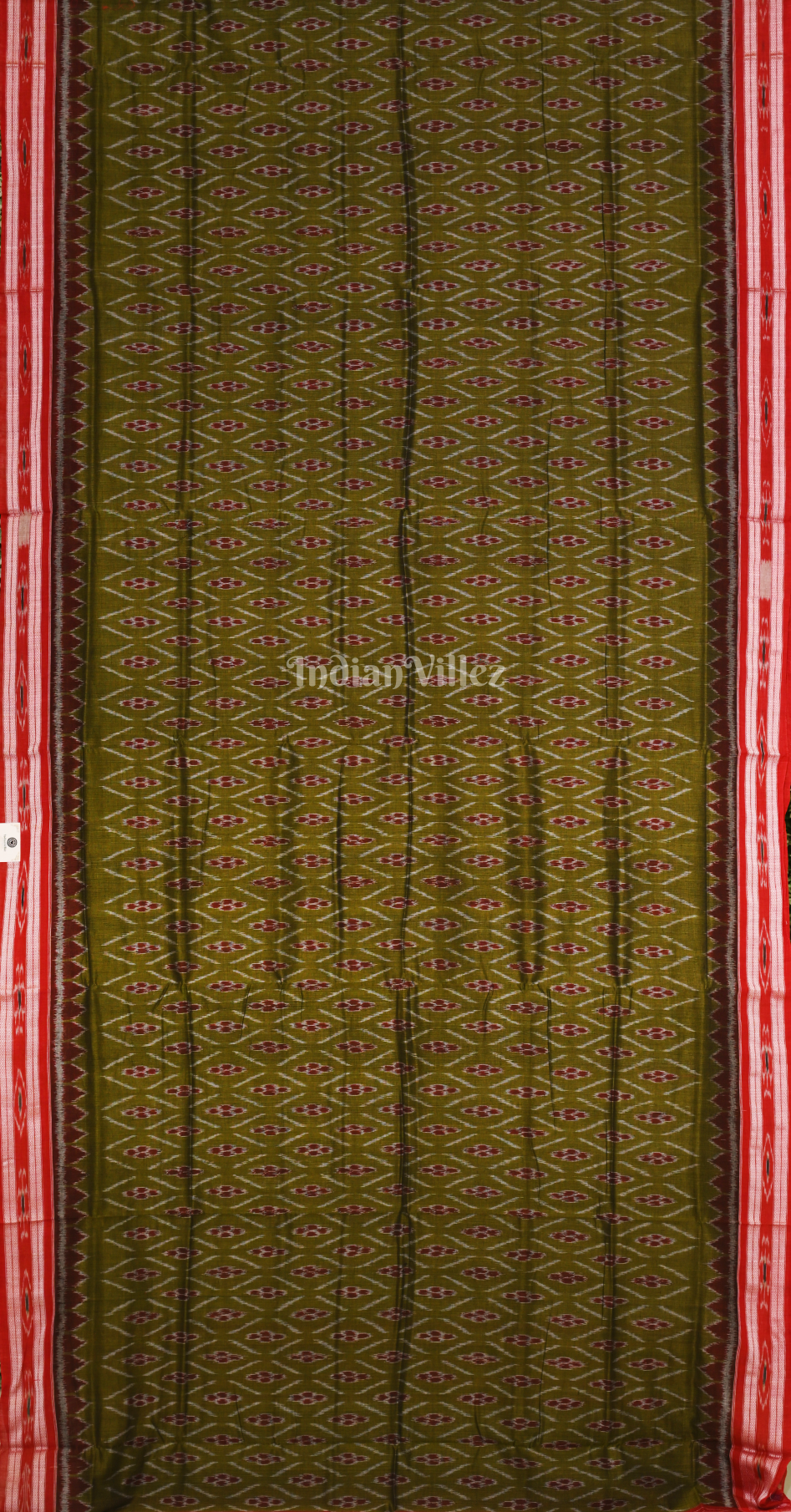 Mehendi Green Maroon Damru Pasapali Odisha Ikat Maniabandha Cotton Saree