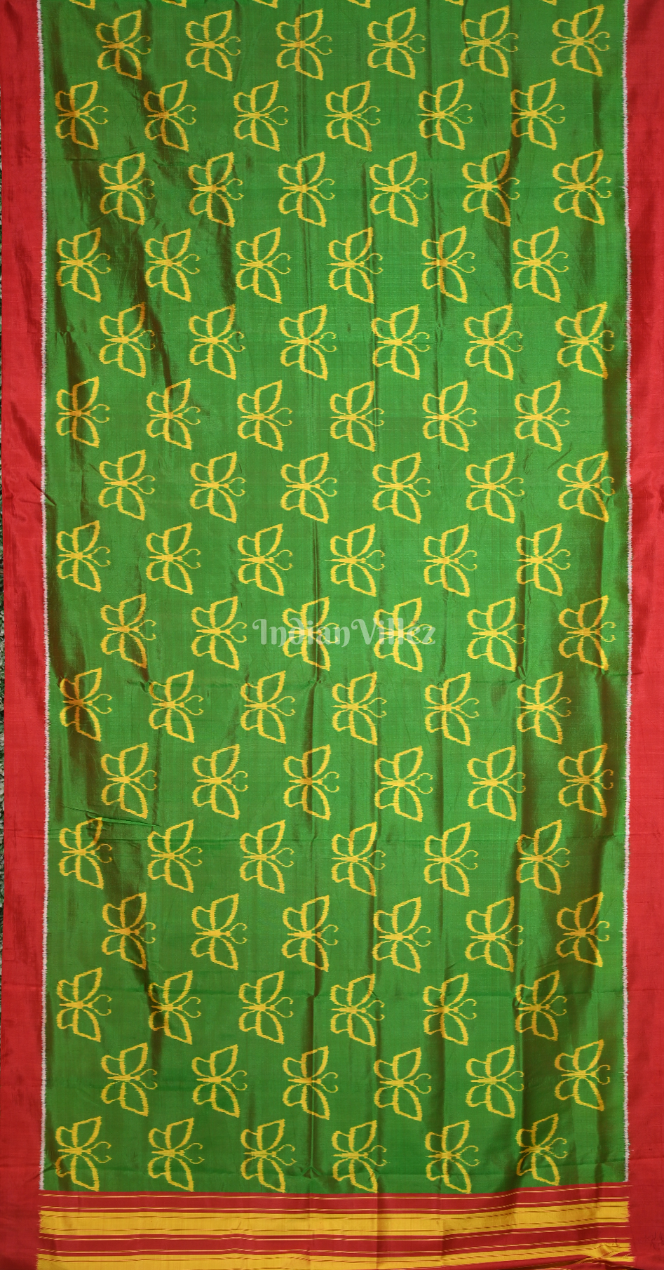 Green Yellow Butterfly Theme Contemporary Designer Silk Saree