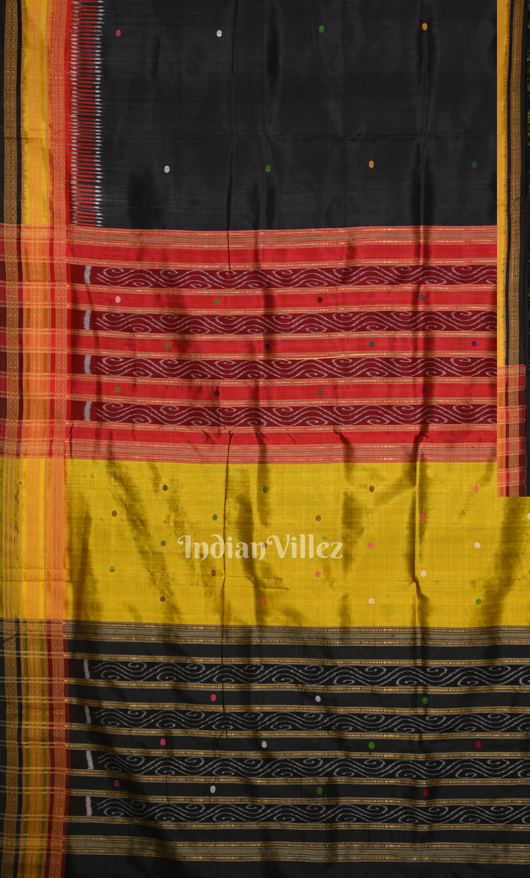 Black Kathiphera Odisha Ikat Khandua Silk Saree 