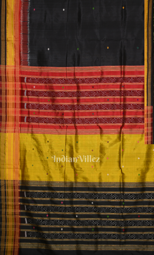 Black Kathiphera Odisha Ikat Khandua Silk Saree 