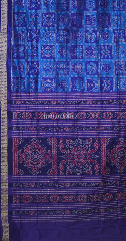 Exclusive Royal Blue Nabakothi Odisha Ikat Sambalpuri Silk Saree 