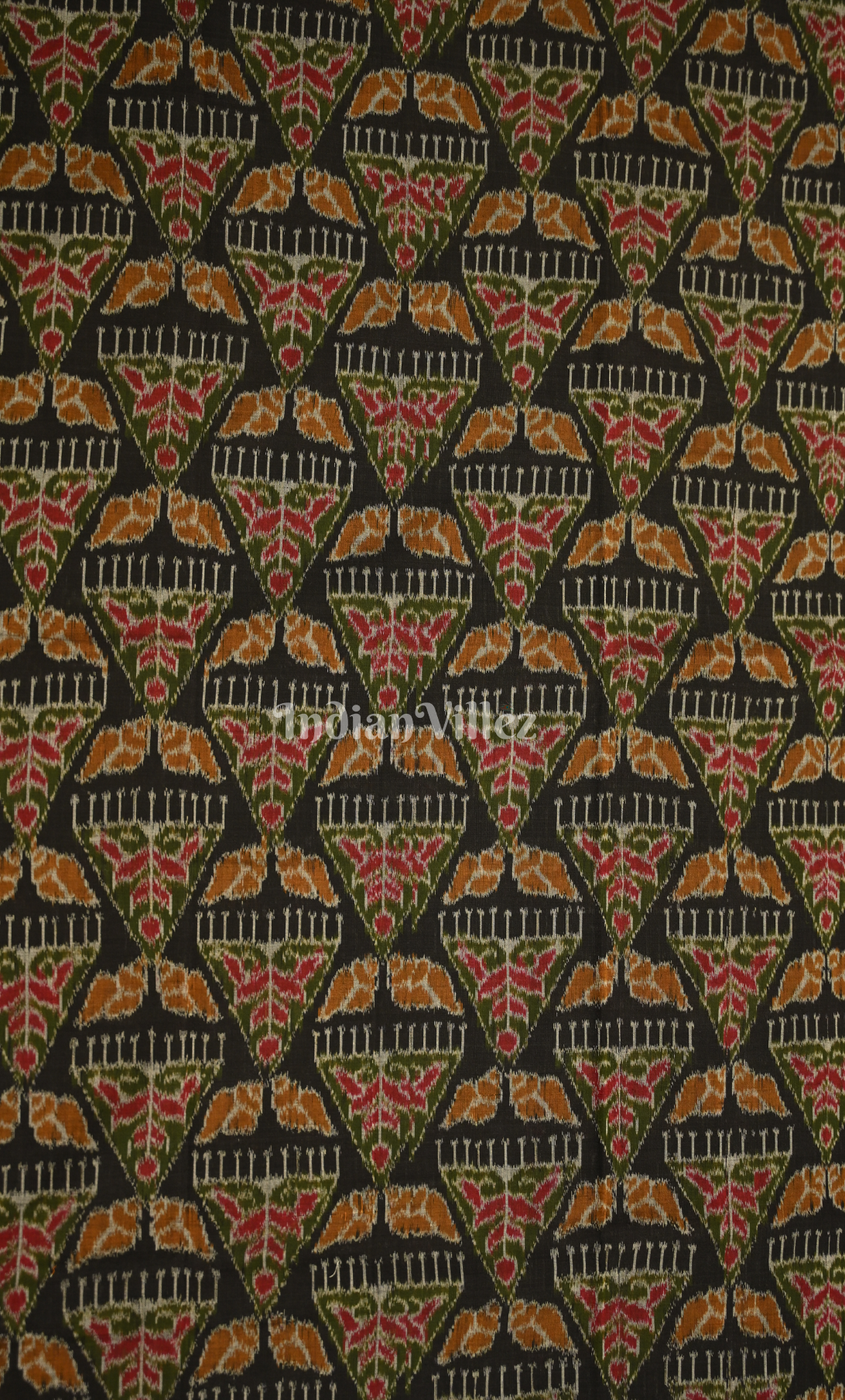 Black Red  Tribal Design Odisha Ikat Sambalpuri Dress Set & Dupatta 