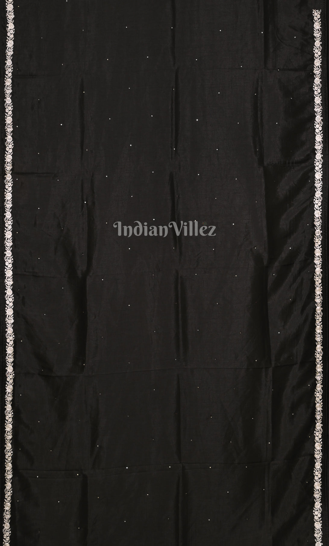 Black Parsi Gara Satin Hand Embroidery  Saree 