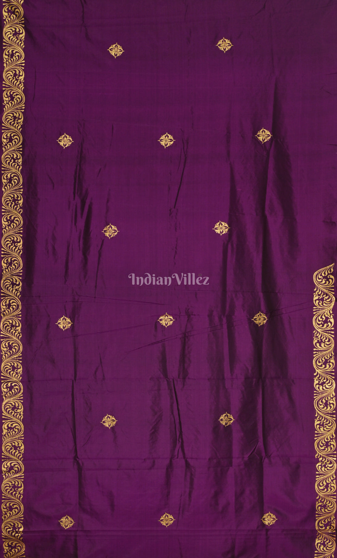 Purple Ramayan Theme Hand-Painted Pattachitra Saree 