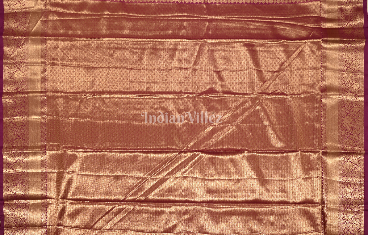 Light Golden Rani Pink Parrot Motif Pure Kanjivaram Tissue Silk Saree 