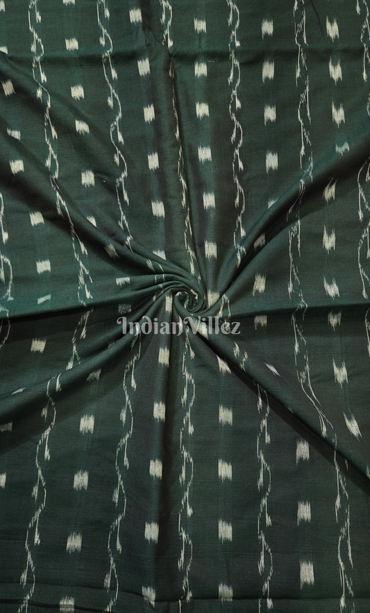 Bottle Green Tipa Design Odisha Ikat Sambalpuri Cotton Fabric