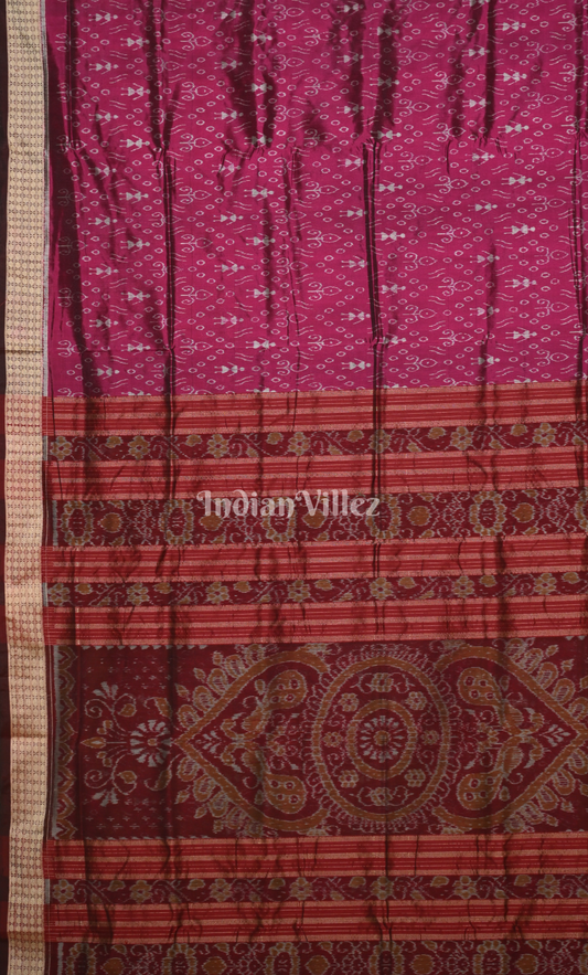 Purple Wine Tribal Theme Odisha Ikat Sambalpuri Silk Saree