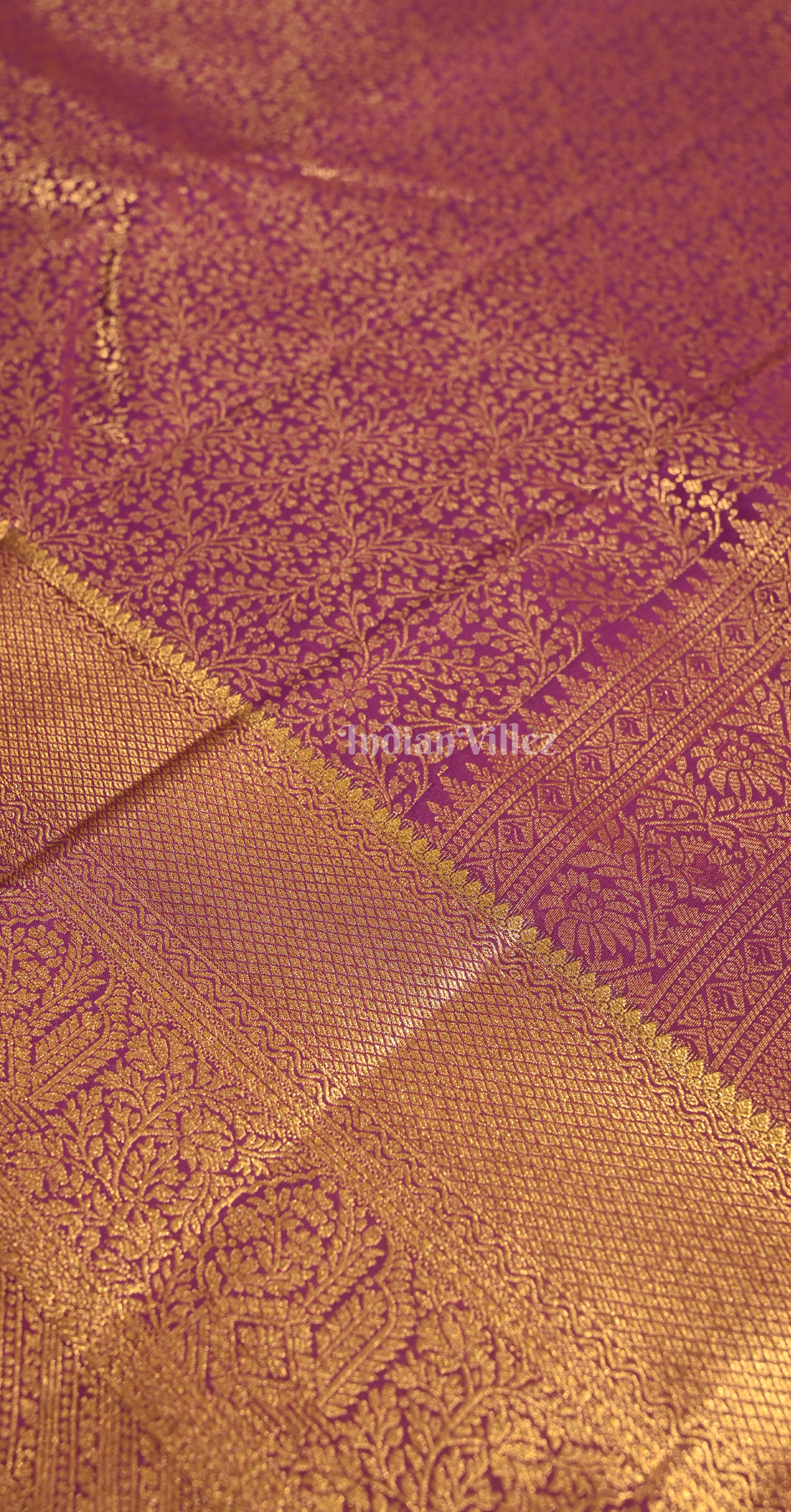 Exclusive Bridal Purple Floral Pure Brocade Kanjivaram Silk Saree 