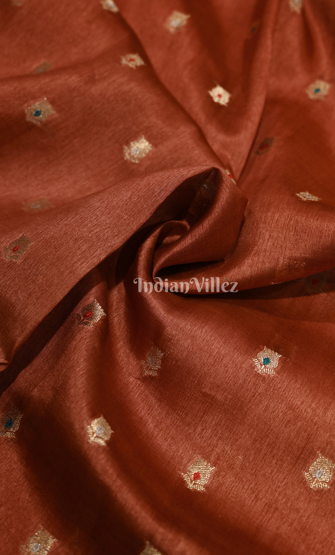 Maroon Red Dupion Meenakari Pure Banarasi Silk Saree 