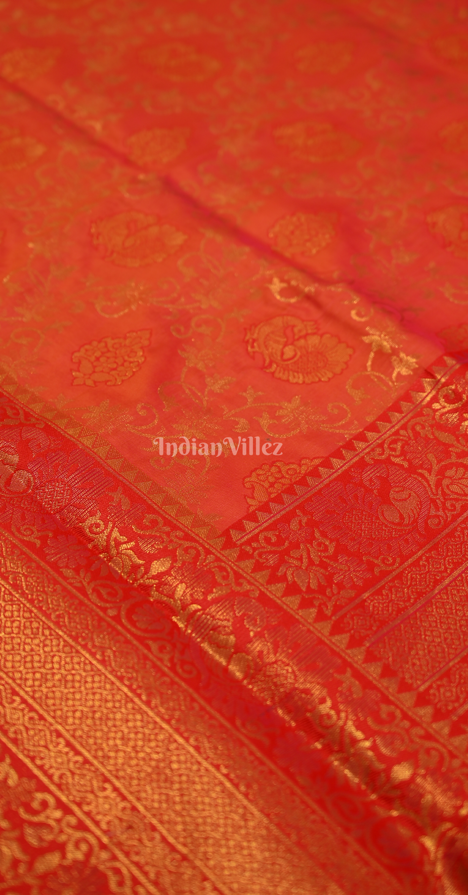 Orange Pure Chaap Weaving Silk Saree
