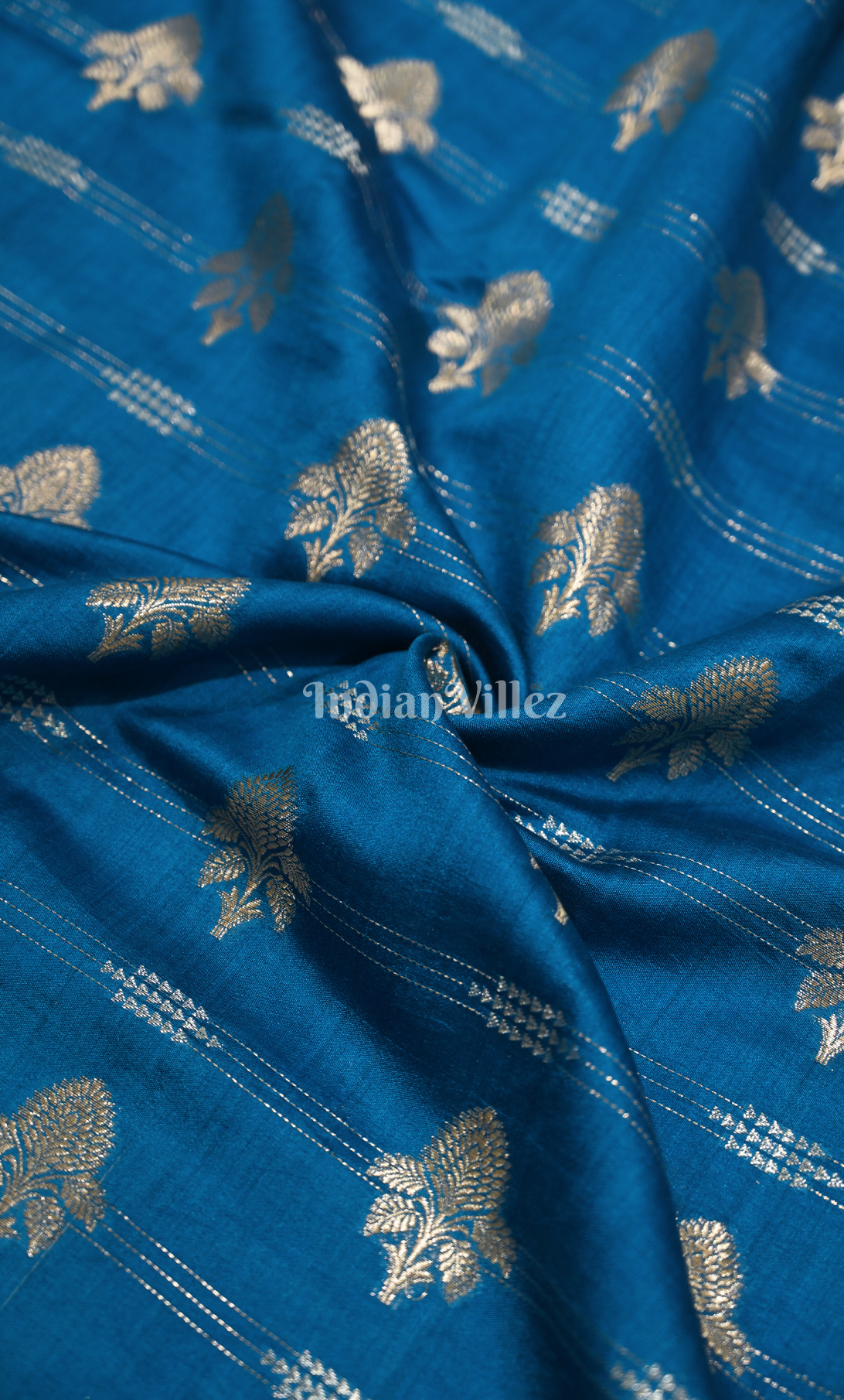 Copper Sulphate Blue Pure Chiniya Silk Banarasi Saree 