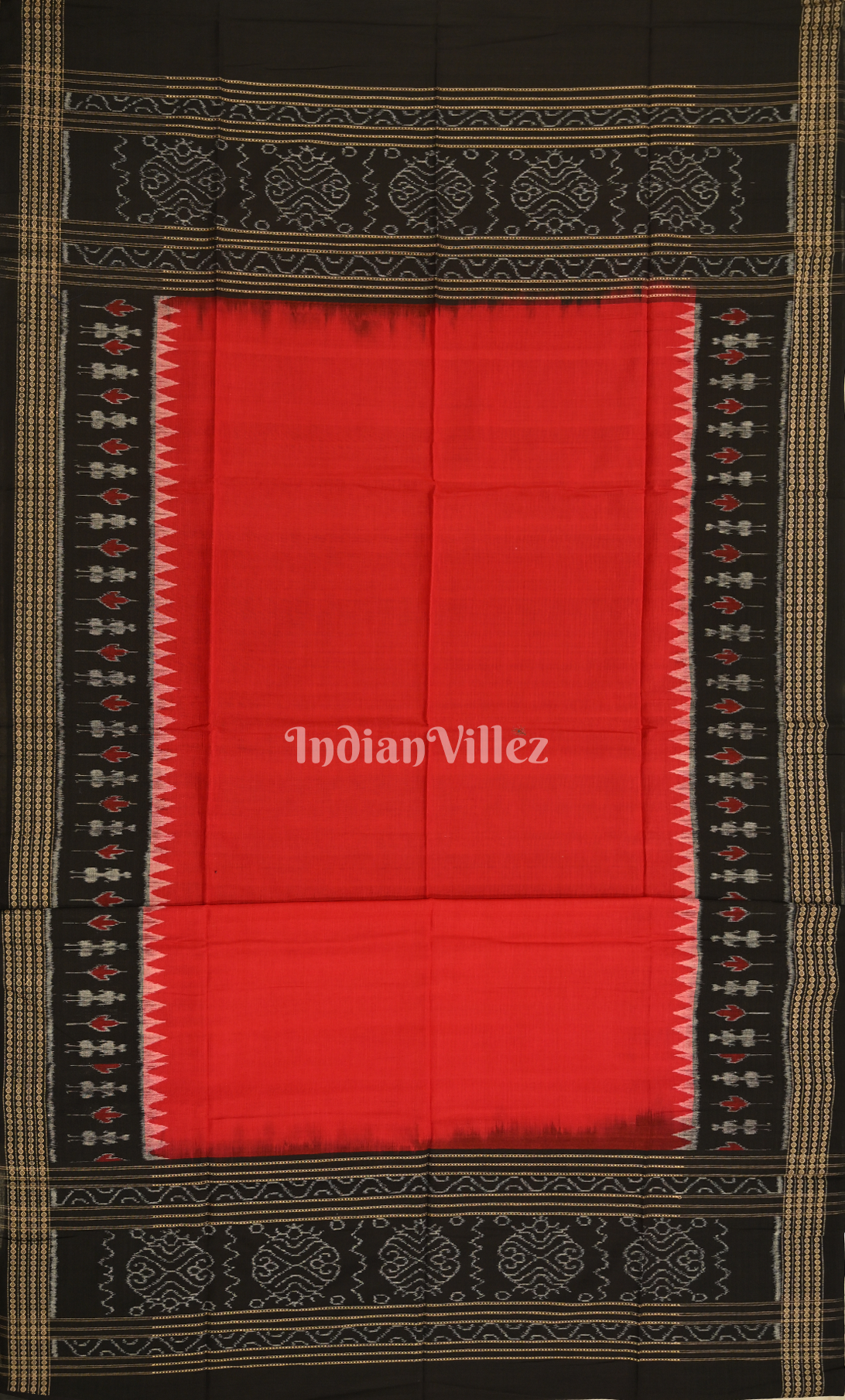 Red Green Pasapali Odisha Ikat Sambalpuri Dress Set & Dupatta 