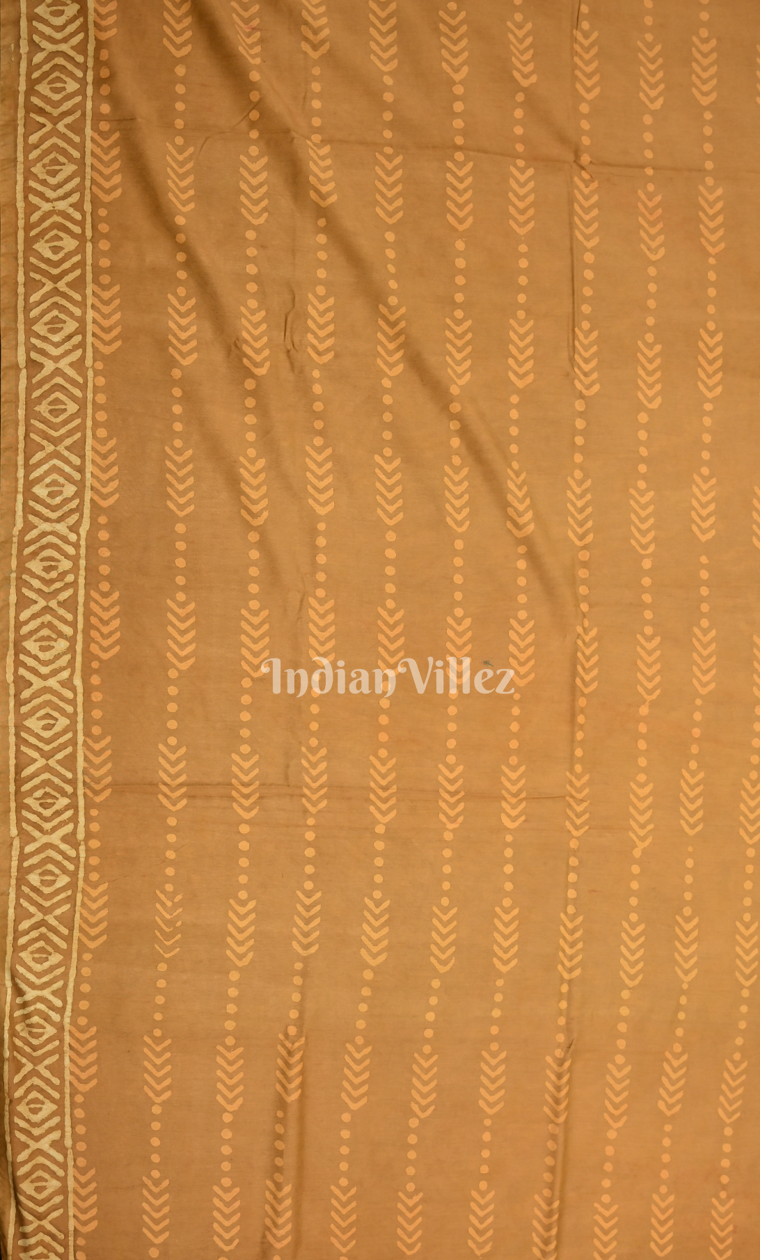 Brown Golden Dabu Block Printed Cortton Suit Sets 