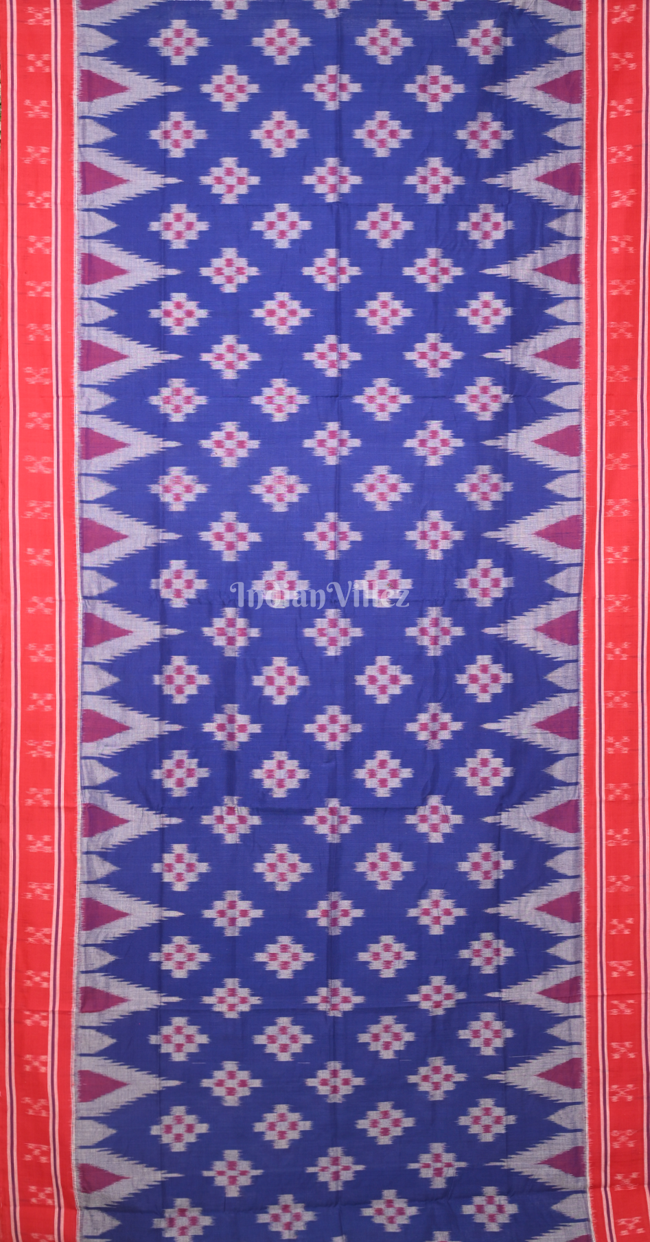 Blue Red Pasapali Odisha Ikat Sambalpuri Cotton Saree