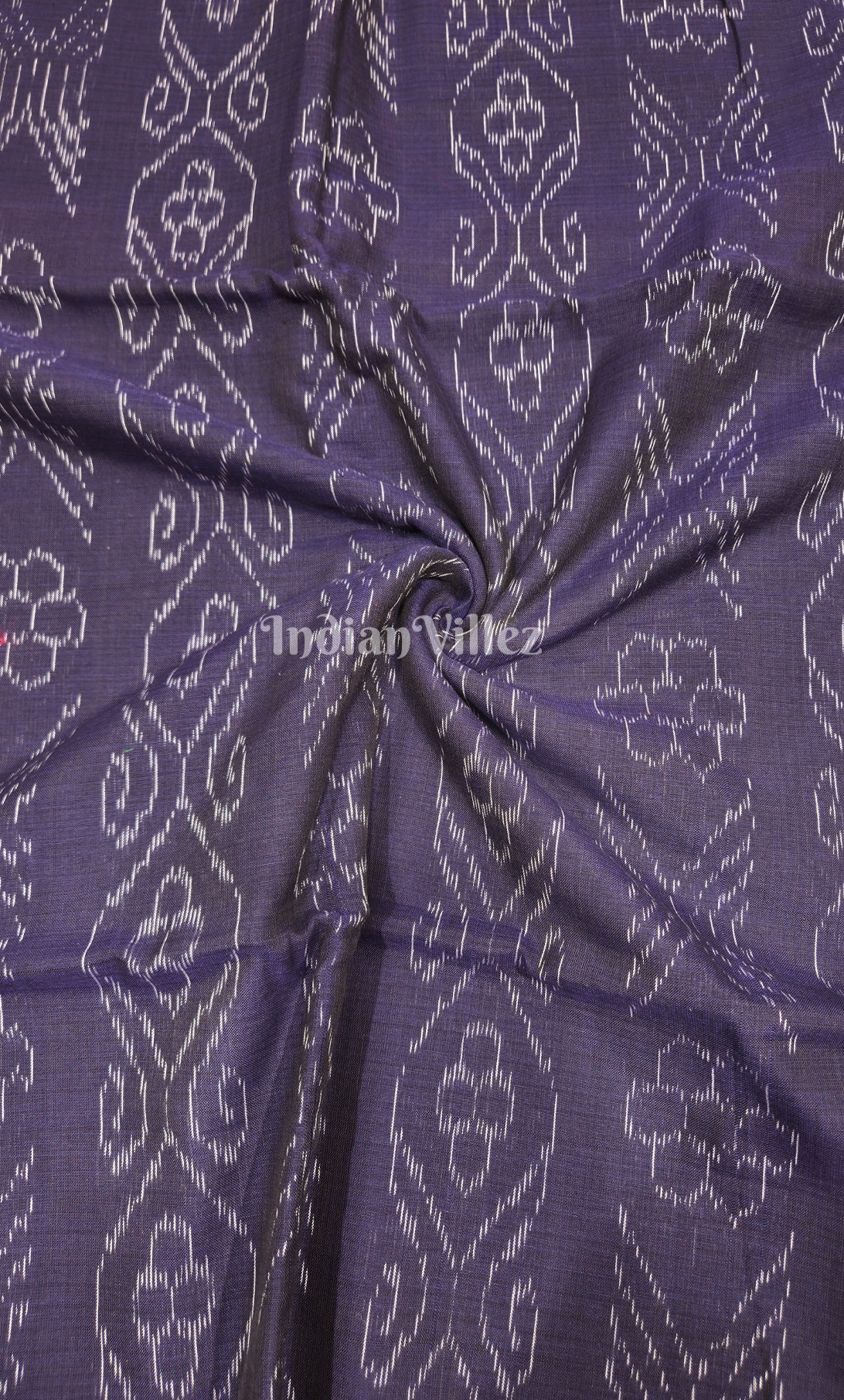 Navy Blue Floral Pasapali Design Odisha Ikat Sambalpuri Cotton Fabric