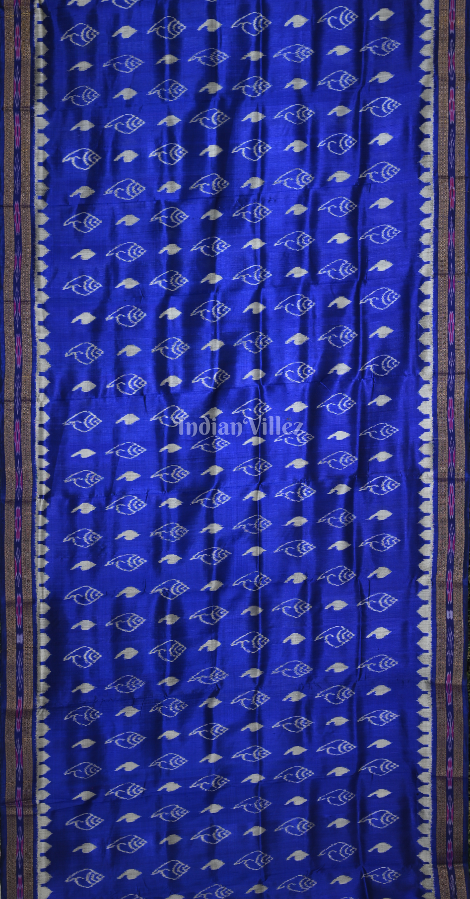 Royal Blue Sankha Motif Odisha Ikat Khandua Silk Saree