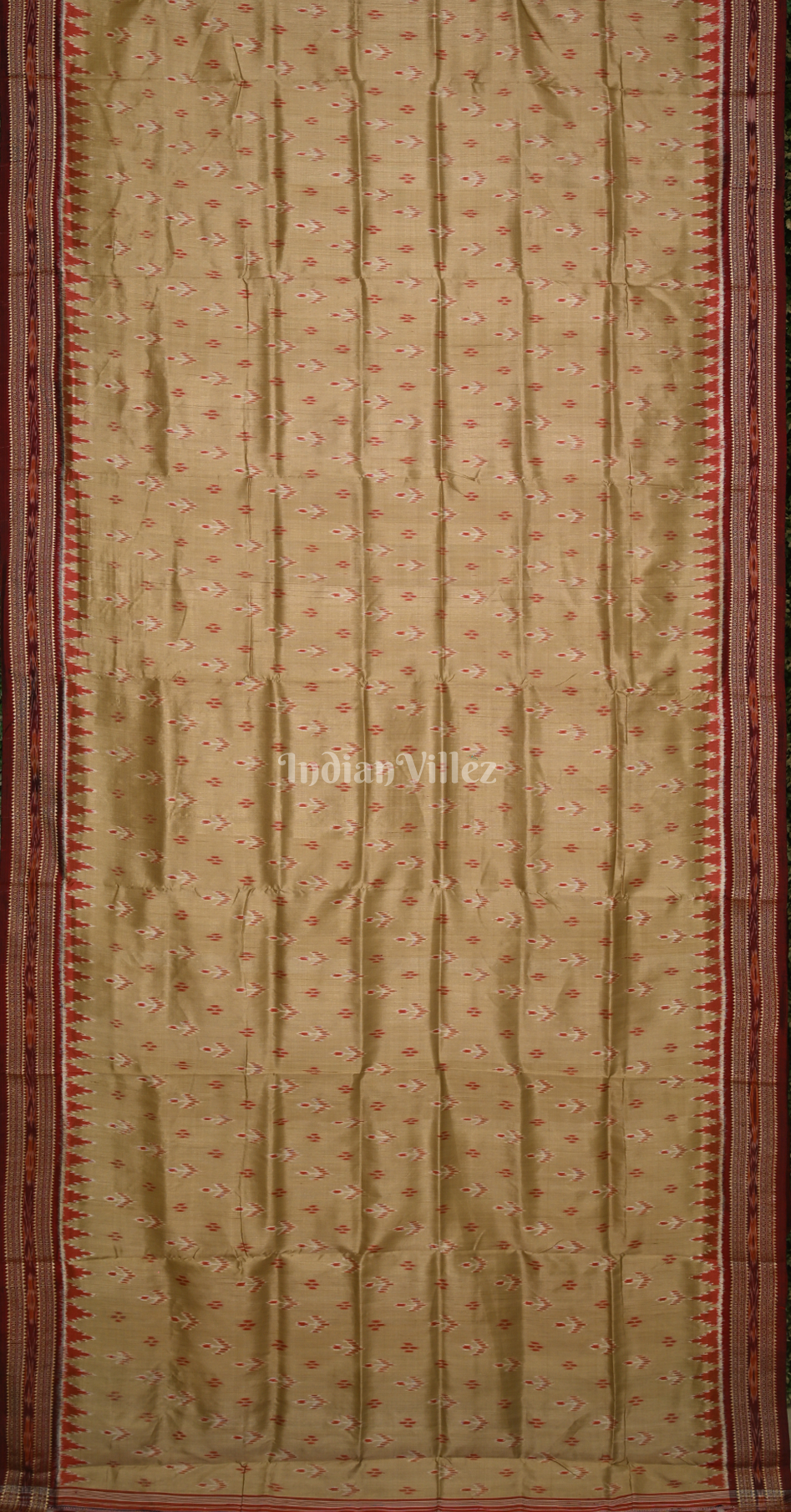 Beige Maroon Mayur Chandrika Odisha Ikat Khandua Silk Saree