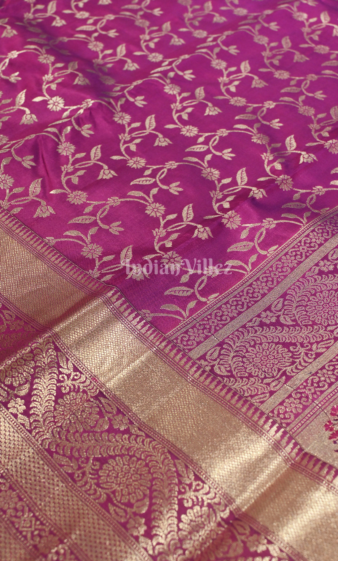 Plum Purple Blue Pure Kanjivaram Silk Saree with Zari Brocade 