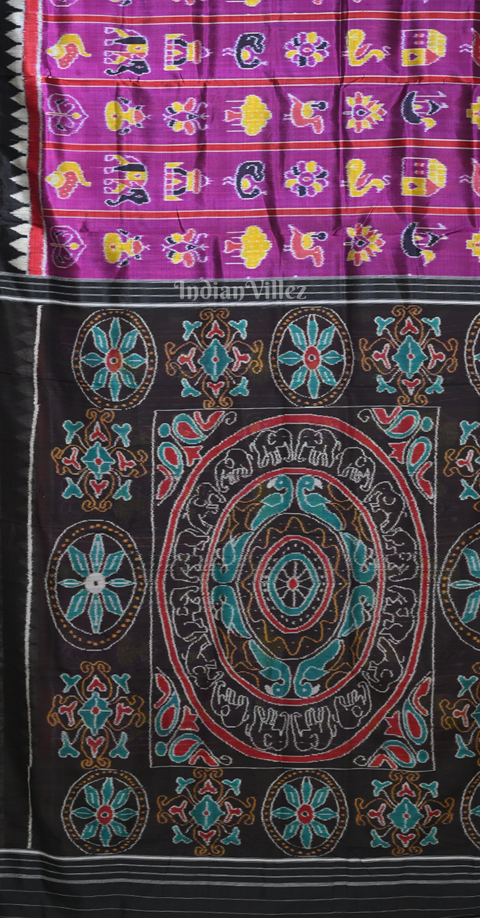 Purple Black Nabakothi  Odisha Ikat Contemporary Designer Saree 