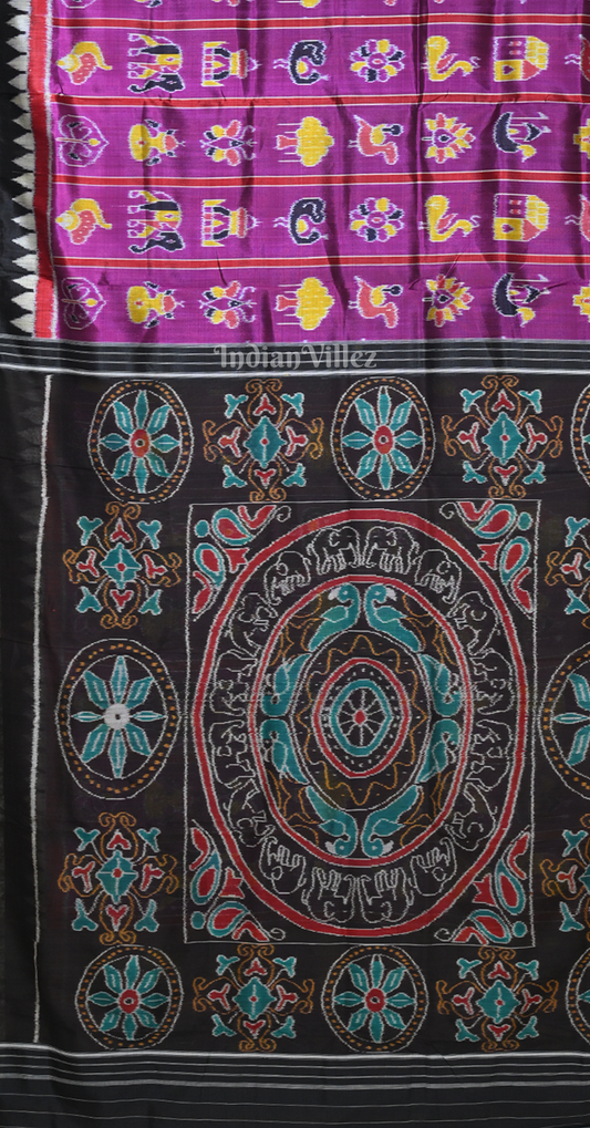 Purple Black Nabakothi  Odisha Ikat Contemporary Designer Saree 