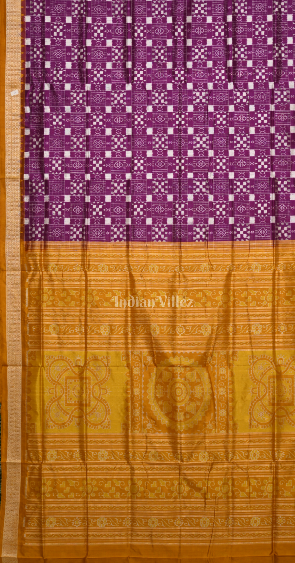 Purple Mustard Yellow Body Paspali Odisha Ikat Sambalpuri Silk Saree
