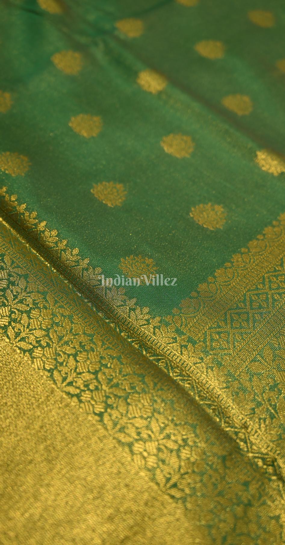 Rama Green Zari Base Tissue Banarasi Saree