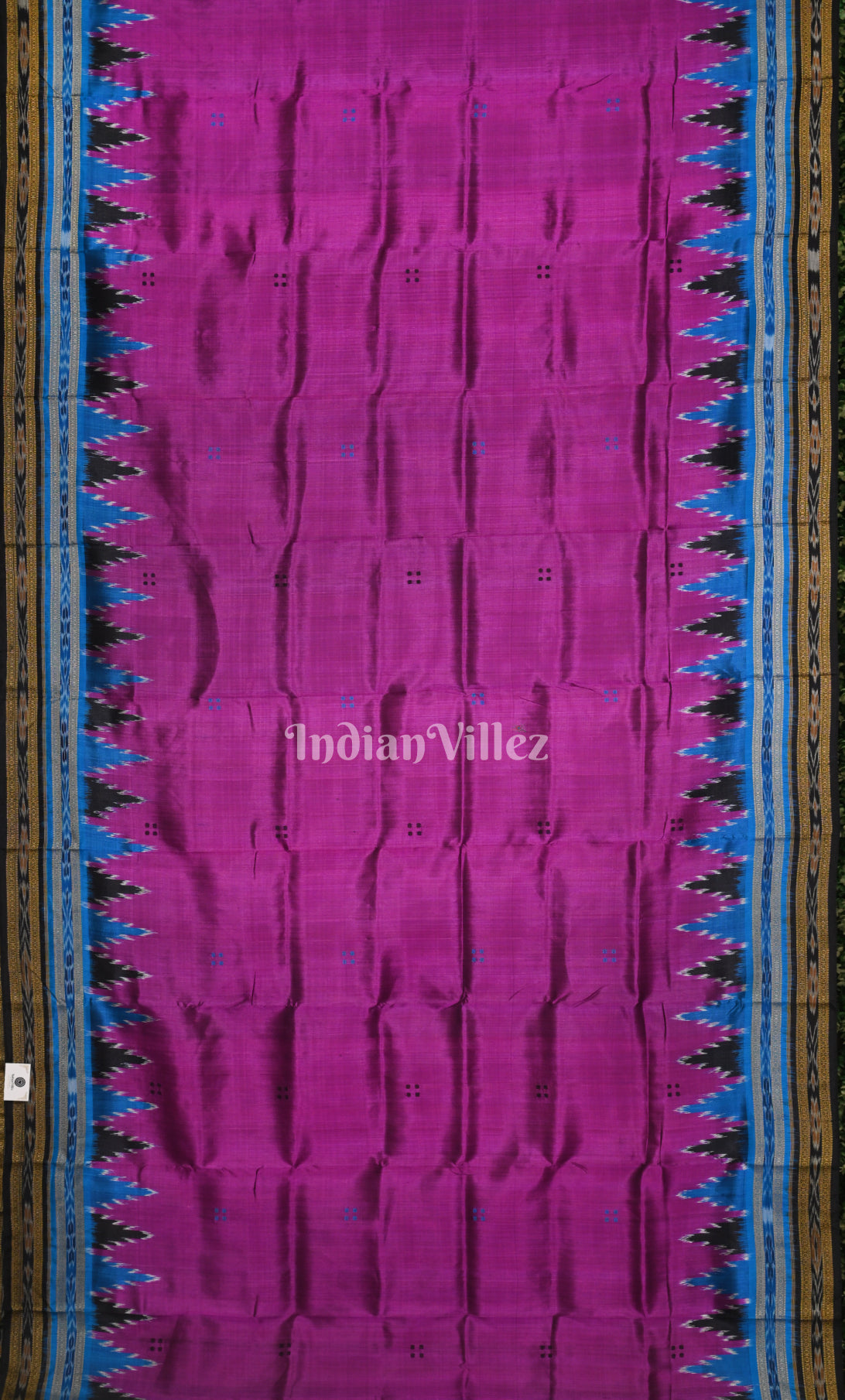 Purple Blue Buti Design Odisha Ikat Khandua Silk Saree 